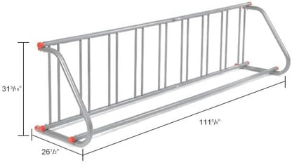 Global Industrial 111" L Single-Sided Grid Bike Rack, 9-Bike Capacity, Powder Coated Steel, Gray, Commercial Bike Rack for Stores, Parks, Schools and More