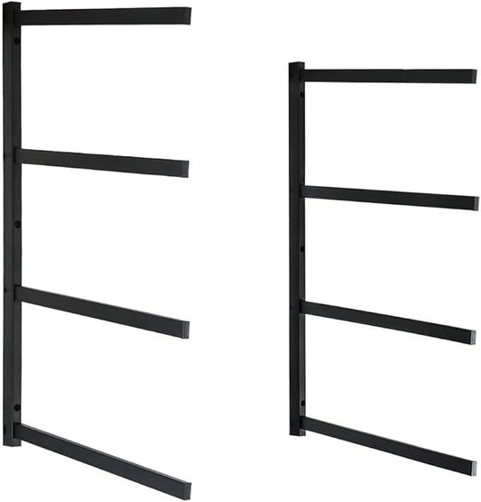 Lumber Storage Rack Metal Shelf Brackets, Sturdy Multipurpose Racking,Indoor & Outdoor Use (4 Level)