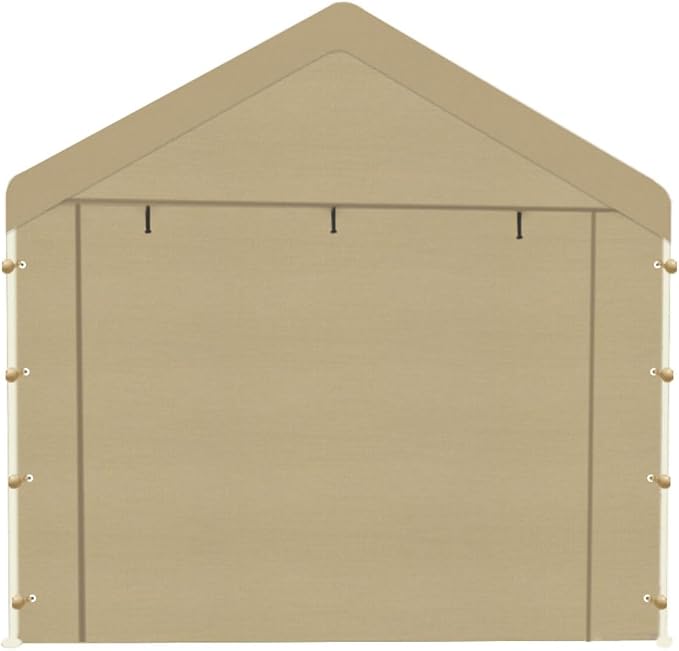10x20 Carport Replacement Sidewall, Front Panel Canopy Entrance Panel with Zippers and Elastic Ball Bungees, 180G PE Waterproof & UV Protected Replacement Sidewall Cover, Beige