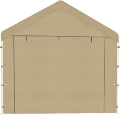 10x20 Carport Replacement Sidewall, Front Panel Canopy Entrance Panel with Zippers and Elastic Ball Bungees, 180G PE Waterproof & UV Protected Replacement Sidewall Cover, Beige
