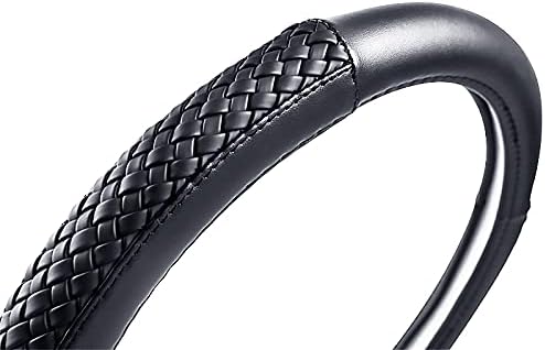 Flying Banner car Steering Wheel Cover Faux Leather Massage Universal fit 3D Honeycomb Hole Anti-Slip Sporty 15 Inches (Sliod Black Woven)