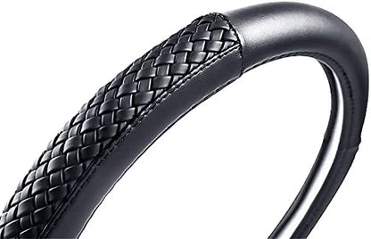 Flying Banner car Steering Wheel Cover Faux Leather Massage Universal fit 3D Honeycomb Hole Anti-Slip Sporty 15 Inches (Sliod Black Woven)