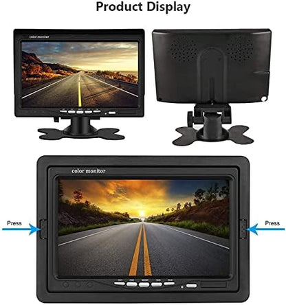 Backup Camera Kit 7 inch 4-Spilt Monitor Rear View Cameras with IP 67 Waterproof 18 IR Night Vision Car Camera for Tucks, RVs,Trailers,Bus,Vans + 4pcs 10m/393.7inch Cables
