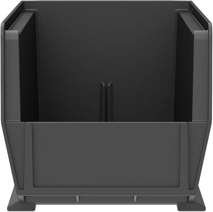 Akro-Mils 30234 AkroBins Plastic Storage Bins, Space-Saving Stackable Bins for Garage, Pantry, Craft Organization, 15-" x 5-" x 5-", Black, 12-Pack