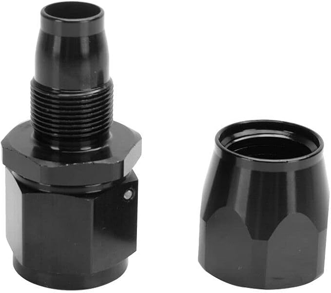 LokoCar 6AN Hose End Fitting 0 Degree Straight Swivel For CPE Braided Hose Black 2Pcs