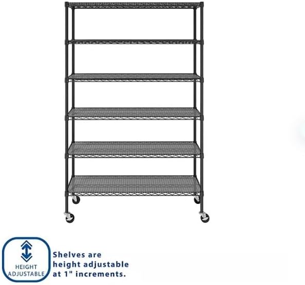 Generic Organize in Style with The Members Mark 6-Tier NSF Heavy Duty Wire Shelving, 47.75"" W x 18"" D x 75.5"" H (Graphite, 1 PACK)
