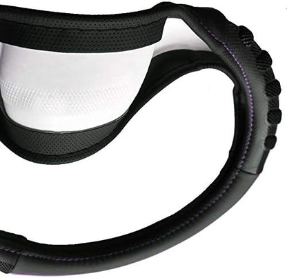 Flying Banner car Steering Wheel Cover Faux Leather Massage Universal fit 3D Honeycomb Hole Anti-Slip Sporty 15 Inches (Purple Black)
