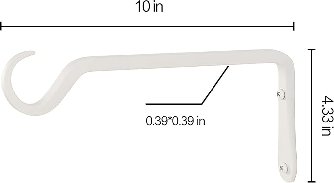 10" Plant Hangers 2-Pack - Heavy Duty Rust-Resistant Steel Hooks for Bird Feeders, Indoor/Outdoor Plants & Wall Decor, White