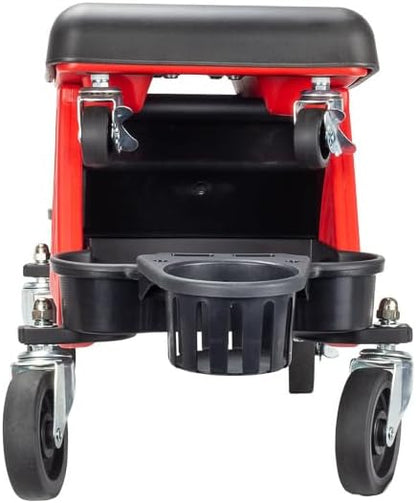 Maxshine Creeper II Detailing Creeper Seat | Complete Set, Black, Polyethylene, Steel Frame | Modular Design, Removable Cushion, 4" Wheels | Rolling Creeper for Car Detailing