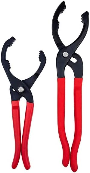 Oil Filter Wrench, 10"&12" 2PCS Adjustable Oil Filter Pliers Set, Multifunction Oil Filter Removal Tool, Ideal for Filters, Conduit, Fittings
