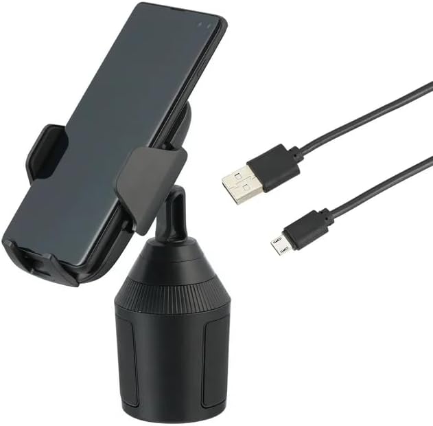 Cup Holder Phone Mount with Wireless Charger, Multi-Angle Rotation, Quick-Push Release Button, Lightweight