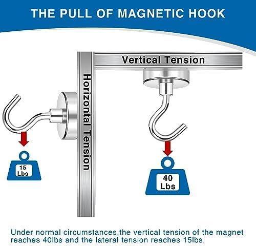 LOVIMAG Magnetic Hooks for Cruise Cabins, 40lbs Magnetic Hooks for Classroom, Strong Magnets with Hook for Hanging, Neodymium Magnet Hook for Fridge, Ceiling, Locker, Camper, Travel-25 Pcs
