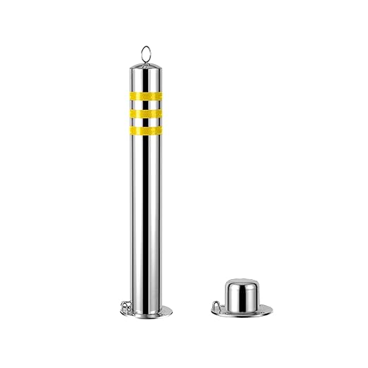 Safety Bollard, Steel Bollards, Removable Bollard, Driveways Stainless Steel Security Posts with 4 Anchor Bolts, for Parking Barrier, Road Safety(Size:750mm/30in)