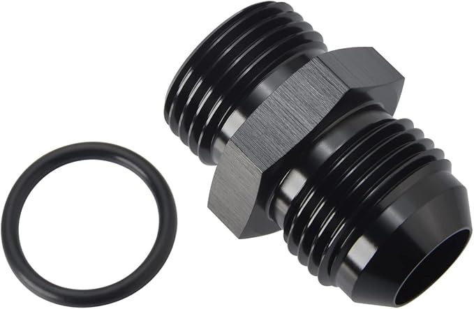 10AN Male Flare to 10AN ORB O-ring Boss Fuel Pump Rail Adapter Fitting Aluminum Black