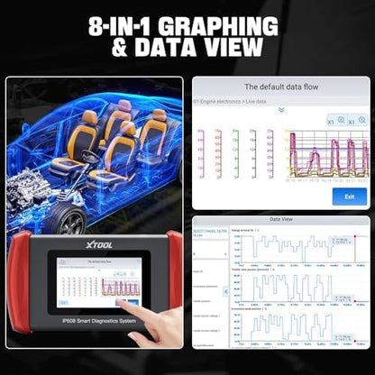 XTOOL IP608 Full System OBD2 Scanner Diagnostic Tool, Code Reader for Cars and Trucks with 30+ Services - EPB/SAS/BMS/Throttle Relearn/ABS Bleeding, CAN FD, Lifetime Free Update
