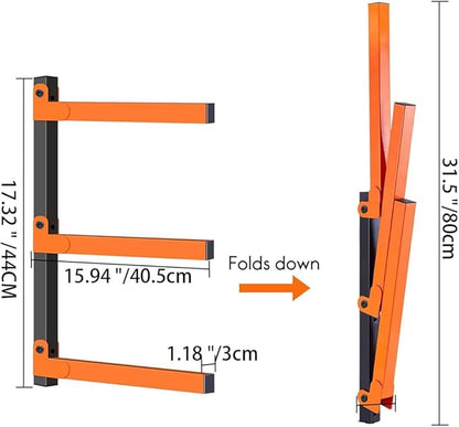 Lumber Storage Rack Metal Shelf Brackets, Sturdy Multipurpose Racking,Indoor & Outdoor Use (3 Level＆2 Pairs)