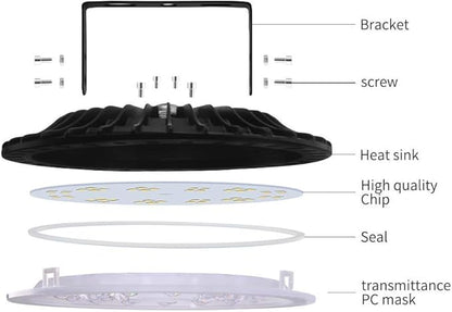 Viugreum 5 PACK 100W UFO LED High Bay Light, 10000LM 6500K Daylight White LED Warehouse Lighting, Alternative to 500W MH/HPS, IP65 Waterproof Commercial Bay Lighting for Garage Barn Workshop