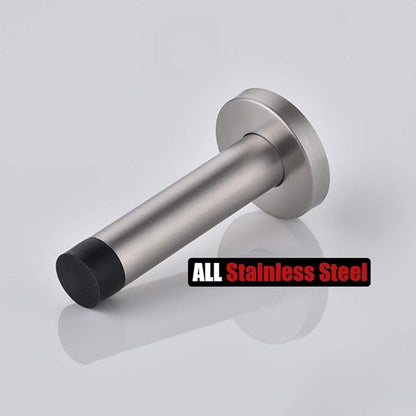 JQK Door Stopper, 304 Stainless Steel Thicken 1mm Sound Dampening Door Stop Bumper Wall Protetor 4 Pack, Brushed, DSB5-BN-P4