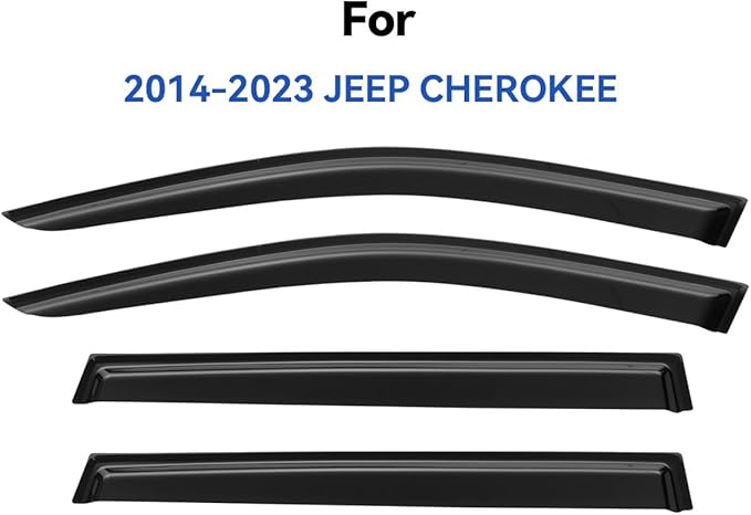 Window Visors Rain Guards for 2014-2023 Jeep Cherokee, Out-Channel Window Vent Wind Deflectors Visors Shades for 14-23 Cherokee