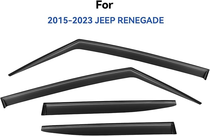 Window Visors Rain Guards Shield for Jeep Renegade 2015-2024, Out-Channel Window Vent Wind Deflectors Visors Shades for 15-24 Renegade