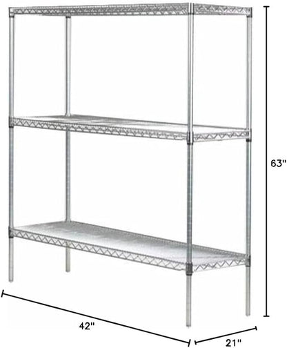 Omega 21" Deep x 42" Wide x 63" High 3 Tier Chrome Starter Shelving Unit