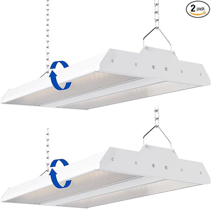 JTT LED Linear High Bay Light, 5000K Daylight 150W 21000LM Shop Light Commercial 360° Adjustable Tilt Hanging LED High Bay Shop Lighting Fixtures for Garage Warehouse Workshop Store, ETL 2-Pack