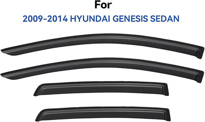 Window Visors Rain Guards for 2009-2014 Hyundai Genesis Sedan, Out-Channel Window Vent Wind Deflectors Visors Shades for 09-14 Hyundai Genesis