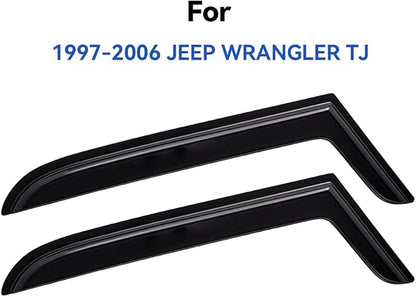 Window Visors Rain Guards Shield for 1997-2006 Jeep Wrangler, Out-Channel Window Vent Wind Deflectors Visors Shades for 97-06 Wrangler TJ, 2PCS