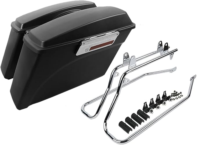 XFMT Hard Saddlebags Saddle Bag & Chrome Conversion Brackets For Harley Softail Heritage Deluxe 1984-2017
