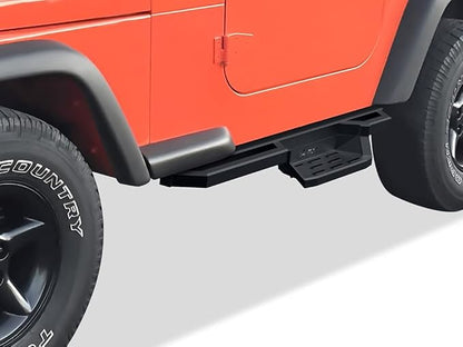 APS 304 Stainless Steel Pocket Steps Running Boards Side Bars Compatible with Jeep Wrangler 1987-2006