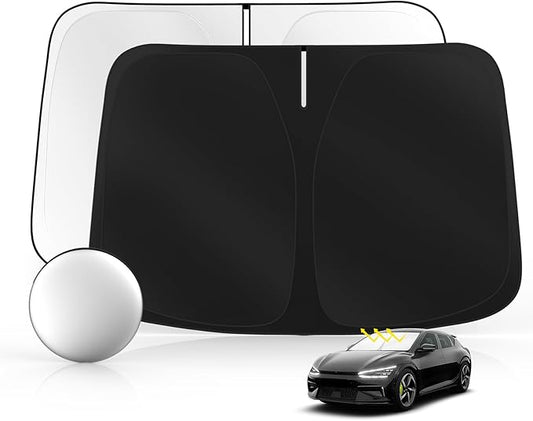 Windshield Sun Shade for Kia EV6 2022-2025 2026 Foldable Sunshade Custom Fit Front Window Car Interior Accessories Protector Blocks UV Rays