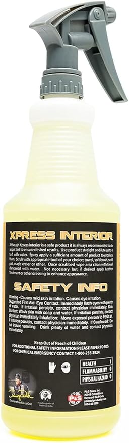 P & S PROFESSIONAL DETAIL PRODUCTS - Xpress Interior Cleaner - All-in-One Solution for Safely Removing Traffic Marks, Dirt, Grease, Oil; Works on Leather, Vinyl, Plastic; Fresh Scent - 1 Quart