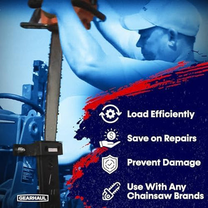 SawHaul Universal Tractor Chainsaw Holder - Made in Kansas USA - Fixed Mount Chainsaw Carrier (28" Blue) Compatible w/All Brands