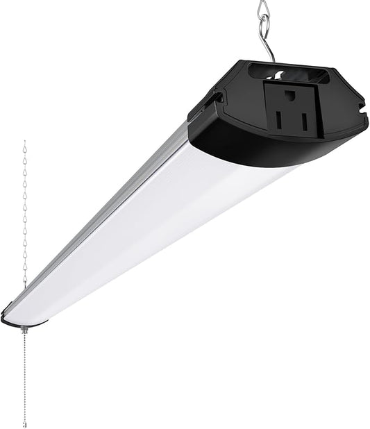 Barrina BS84 LED Shop Light for Garage, 10000LM, 84W, 4FT, 6500K Linkable Light Fixture for Workshop, Basement, Hanging or Flush Mount, Heat Dissipation with Pull Chain Switch, ETL,1 Pack