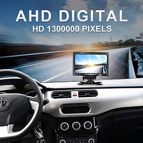 Wired Backup Camera System with 7 Inch Monitor for RV,Trucks,Cars, 4 Channel Quad Split Reversing Camera System with Screen, Wide Angle, IP68 Waterproof, IR Night Vision, Easy Installation,12V