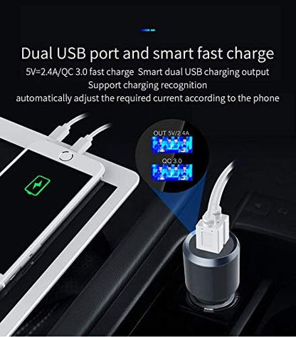 Bluetooth 5.0 Car Audio Transmitter | HD Sound, Fast 20W PD & QC3.0 Charging, Hands-Free Calls, RGB Lights, FM & TF Card
