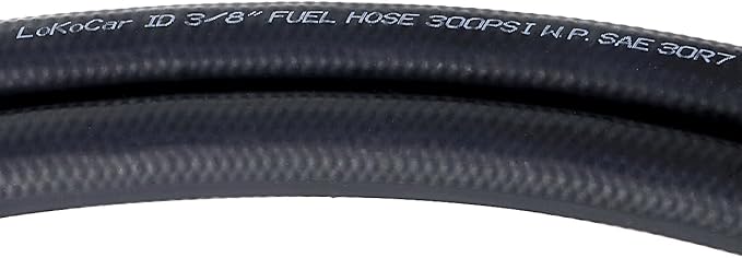 LokoCar Rubber Fuel Hose Line Push Lock 3/8" ID SAE 30R7 NBR 5ft 300PSI Black