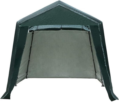 ERGOMASTER 8 Ft x 14 Ft Outdoor Carport Patio Storage Shelter Metal Frame and Waterproof Ripstop Cover for Motorcycle and ATV Car