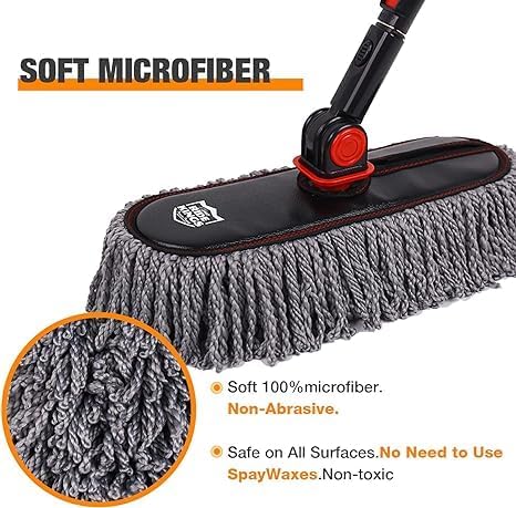 Car Duster Set,Car Duster Exterior Scratch Free with Extendable Handle,Large and Small Car Brushes Remove Dust for Cars and Trucks,Microfiber Car Interior Brush