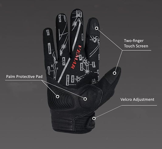Skull Ghost Touchscreen Compatible Riding MTB Bike Gloves for Running Climbing Riding Biking Outdoor Sports, Gift for Men Women