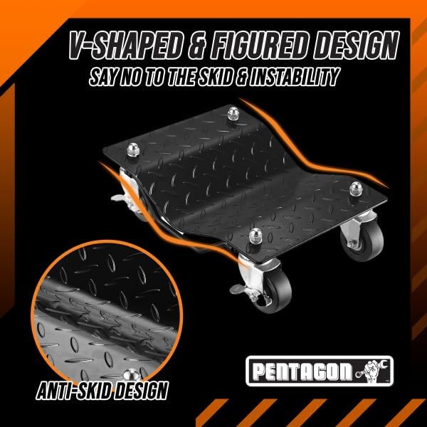 5052 Pentagon Tool | Premium 2-Pack | Car Tire Dolly - Tire Skates