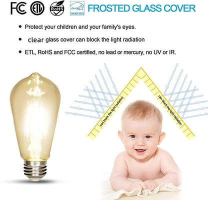 LED Edison Bulb 4W,Antique 40W Vintage Edison Bulb,E26 Light Bulb Non Dimmable Led Bulb 450 Lumens Daylight White 4000K,Pack of 3