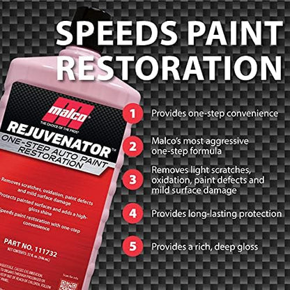 Malco Paint Rejuvenator - One Step Automotive Paint Restoration/Clear Coat Scratch and Swirl Remover/Re-Shine Old, Aged Paint to Look New / 1 Gallon (111701)
