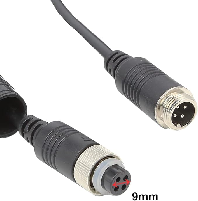 4 Pin Backup Camera Cable with Corrugated Tube Cover, 4 Pin Aviation Extension Cord, Weatherproof, Compatible with Rearview Camera Systems, Radar DVRs, CCTV Security Systems(10FT/3M)