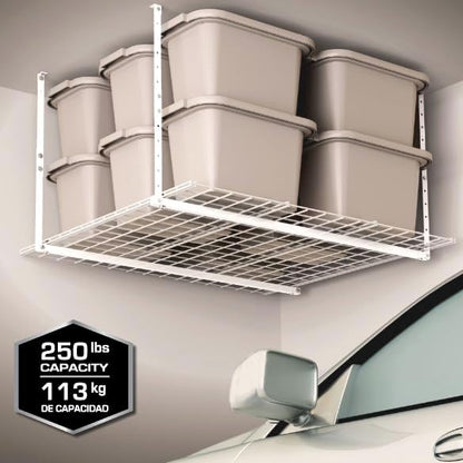 Overhead adjustable Garage Storage Rack,Heavy Duty Steel Garage Storage System, 45-Inch x 45-Inch, White