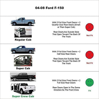 4pcs Shatterproof Rainproof Sun Rain Guards Shield Side Window Wind Deflectors Dark Smoke Vent Window Visors for F-150 04-08 Lincoln Mark LT 06-08 SuperCrew/Crew Cab 94443