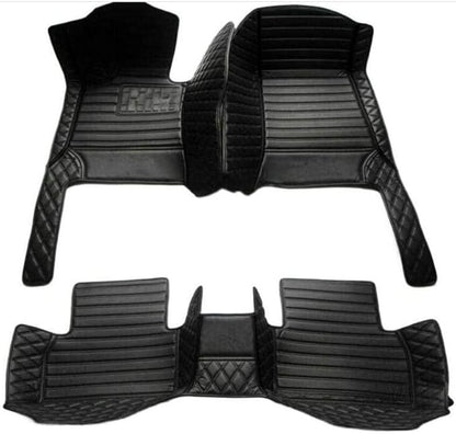 Custom All-Weather Protection Leather Car Floor Mats for Cars Sedan SUV Sports Car Waterproof Floor Mat (All Black)