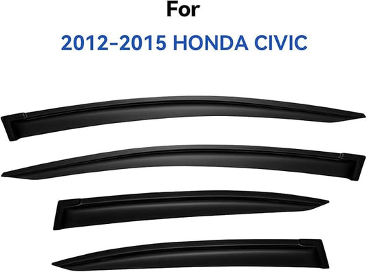 Window Visors Rain Guards for 2012 2013 2014 2015 Honda Civic, Out-Channel Window Vent Wind Deflectors Visors Shades for 12 13 14 15 Civic Sedan