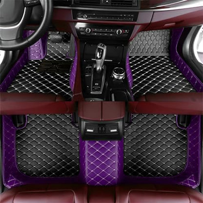Customized Personalized Car Mats - All Weather Men's and Women's Floor mats Suitable for 99% of vehiclesPads Protection Non-Slip Leather Floor Liners (Purple and Black Beige)