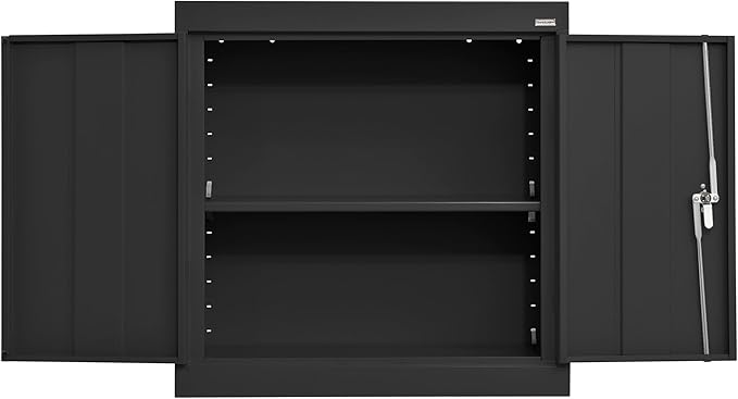 Sandusky Lee WA11301226-09 Wall-Mount Metal Storage Cabinet with Adjustable Shelf, Locking Handle, 200lb Capacity, 12" Depth x 30" Width x 26" Height, Black